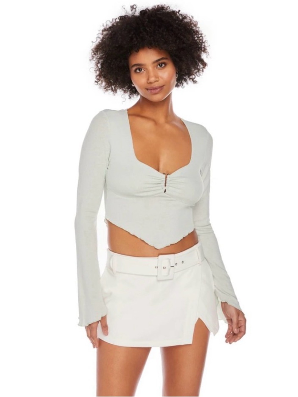 STEELE Harley Dusted Sage Green Ribbed Crop Top XL Cozy NWT